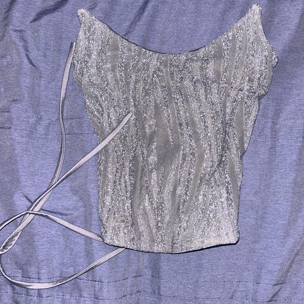 Shimmering Silver Sleeveless Blouse